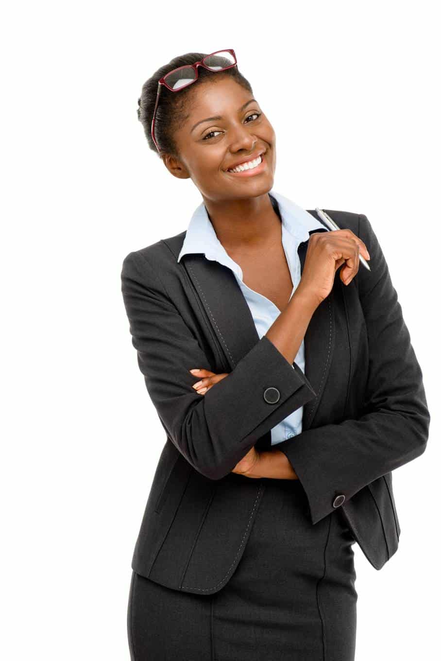 Woman standing in business suit